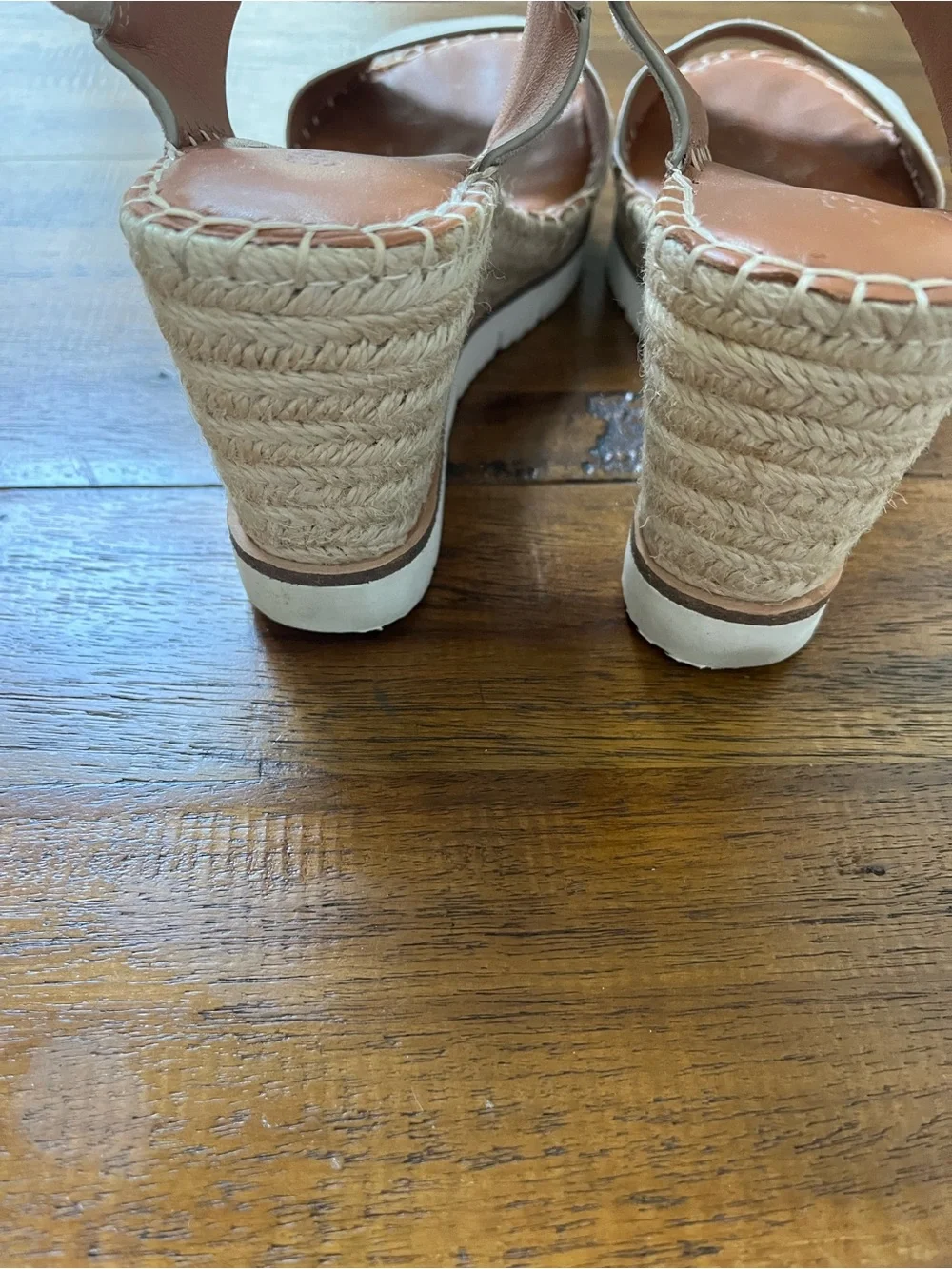 gentle souls Taupe Suede Double-Strap Wedge Sandals